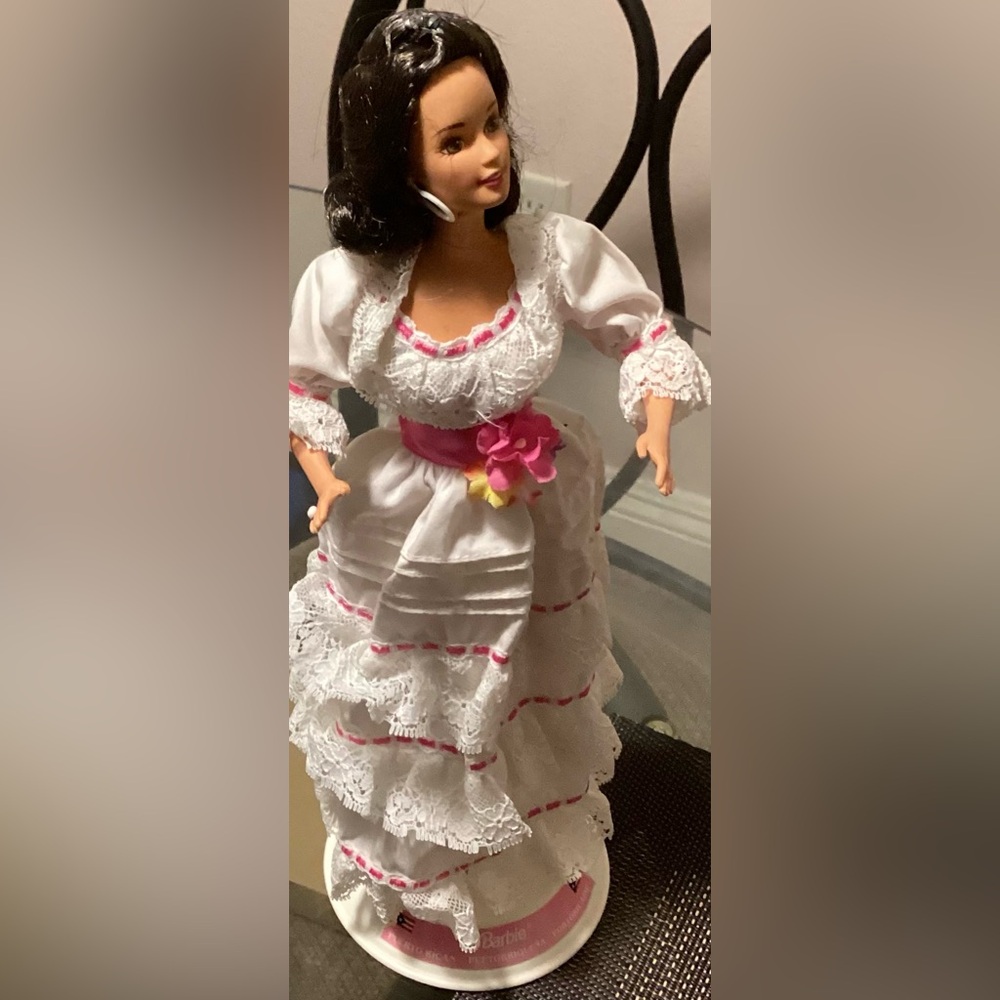 Barbie in Elegant White and Pink Gown